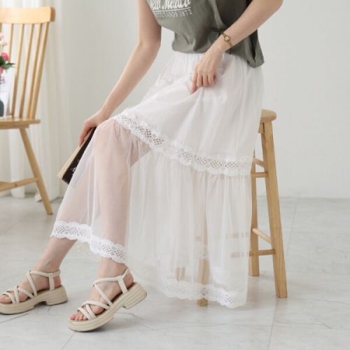 웬디즈갤러리 쿨링 하프 시스루 롱스커트 /데일리 외출 휴가 RSK128_이미지