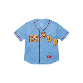 슈프림 올드 잉글리시 SS25 라이트 블루 베이스볼 저지 탑 SU25228_이미지