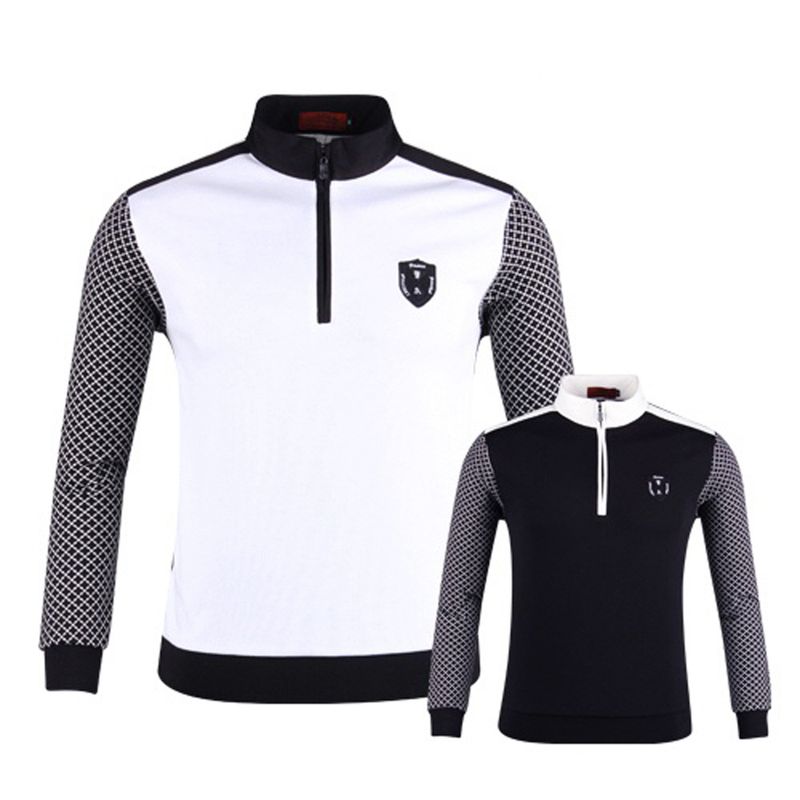 럭스골프 야마구찌 배색 반집업 골프셔츠 YG20A417