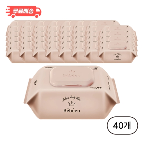 순수코리아 베베앙 오리지널 플러스 물티슈 캡형 100매 (40팩)