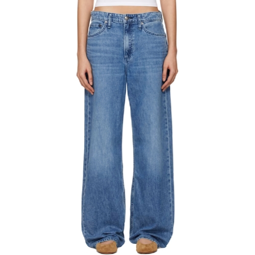 블루 로건 미드라이즈 와이드 핏 데님 진 WDD24F29351FRI T