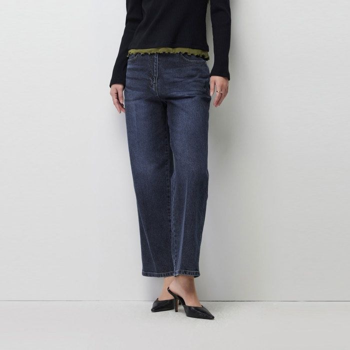 SISLEY 와끼 스티치 배럴 데님 팬츠SADP05611BL