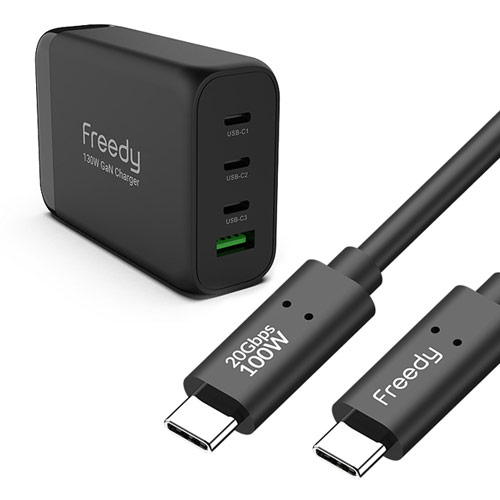Freedy PD PPS 130W 4포트 GaN 충전기 EA1711 (C to C 케이블포함)_이미지