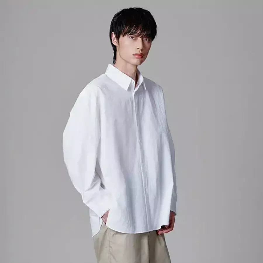  아노블리어 남성 커브드 셔츠 화이트 AKS01S10DOC-W