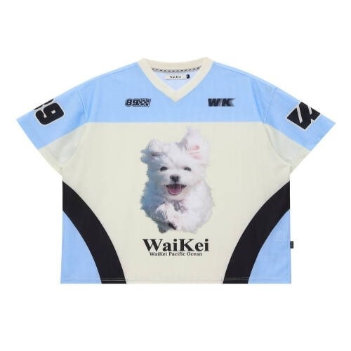 와이케이 WAIKEI 말티즈 구름 메쉬 져지 반팔티셔츠 스카이블루 214337_이미지