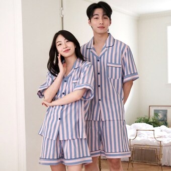 <b>토토</b>와모모 여성 잠옷 남자 스트라이프 파자마 커플잠옷 신혼부부 연인 24S209 CPR면