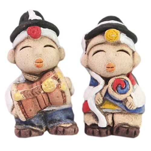 도자기 커플인형 냉장고자석 농악놀이