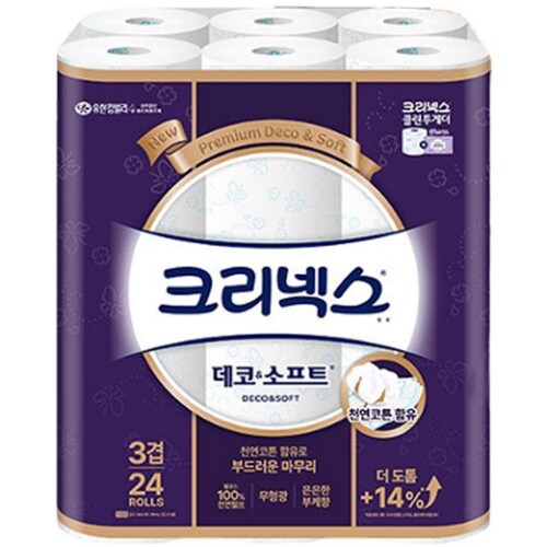 유한킴벌리 크리넥스 데코 앤 소프트 34m (24롤) (2팩)