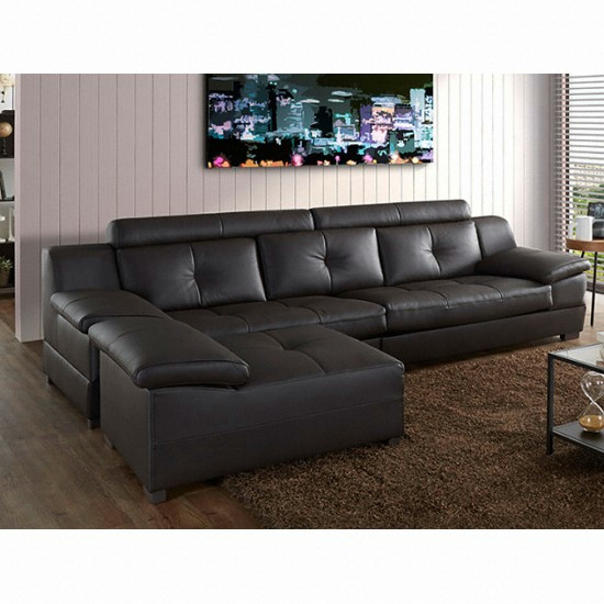 동서가구 엘그레이 라텍스탑 천연가죽 소파 4인용 (카우치스툴포함)_이미지