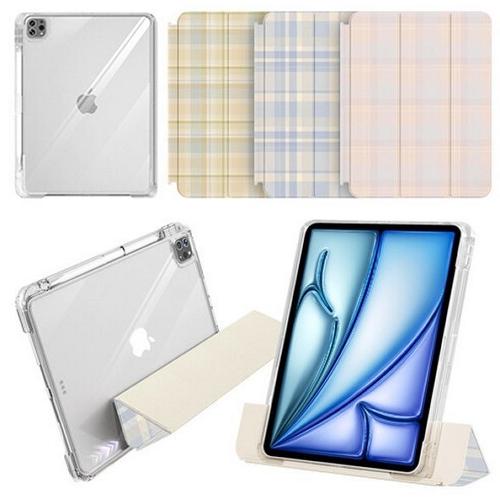 iPad Air 13 M2 체크 슬라이드 2Way 커버 케이스
