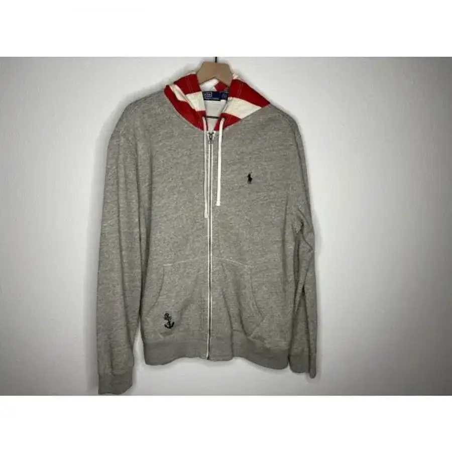 랄프로렌 폴로 남성 그레이 헤더 4일 미국 독립기념일 후드티 사이즈 L 5640470