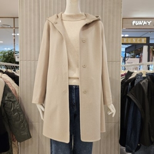 꼼빠니아 울 100% 후드 하프 코트 겨울 하객 CAEW0-WCH310 라이트베이지 66_이미지