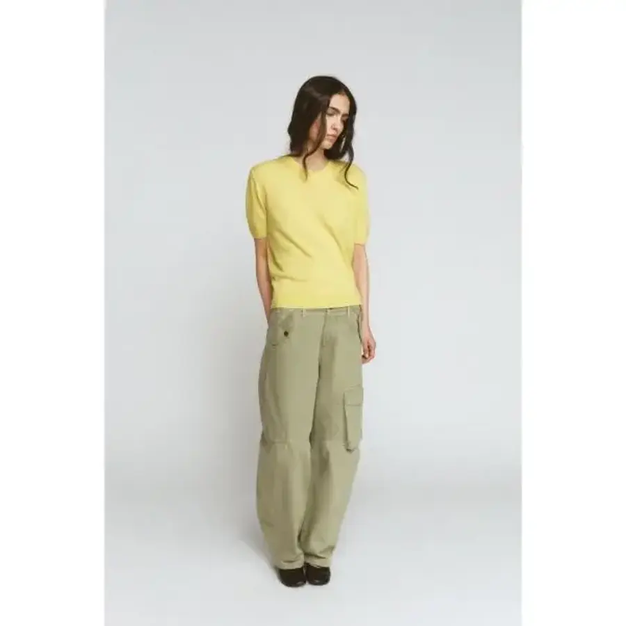 여성 100% 울 쇼트 슬리브 스웨터 노랑 9598008300 1805622