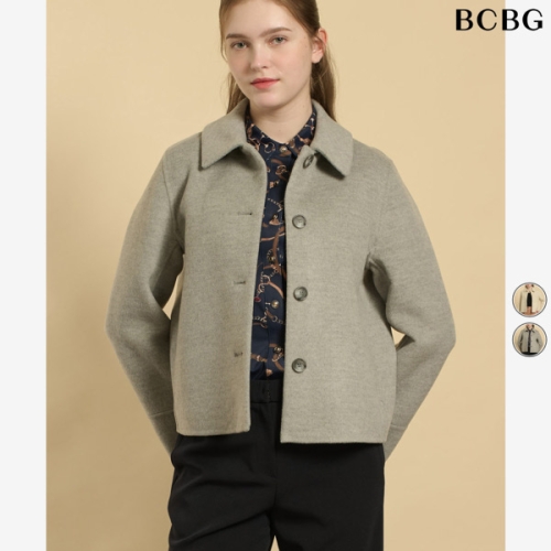 BCBG 멜란지그레이 콤팩트 울 핸드메이드 자켓 B6S1J11016