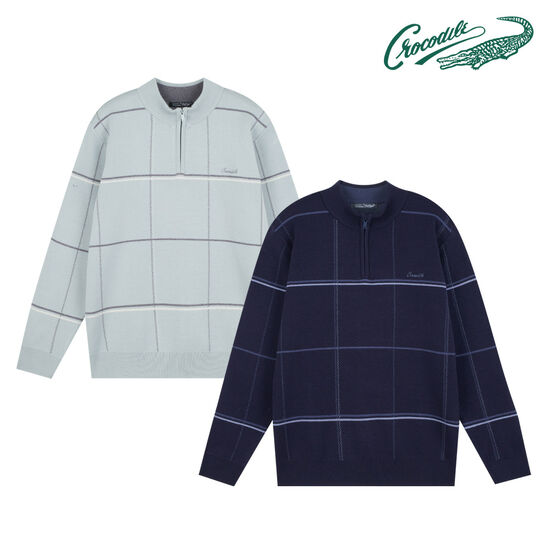 크로커다일 체크 하프 집업 니트 CDAA8KR4332_이미지