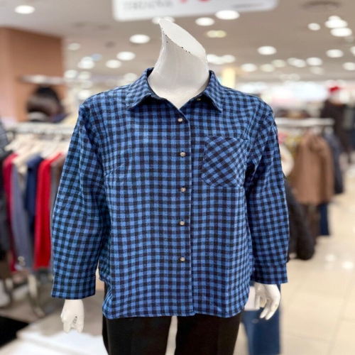 트리아나 가슴 포켓 잔체크 셔츠 AL4BA05