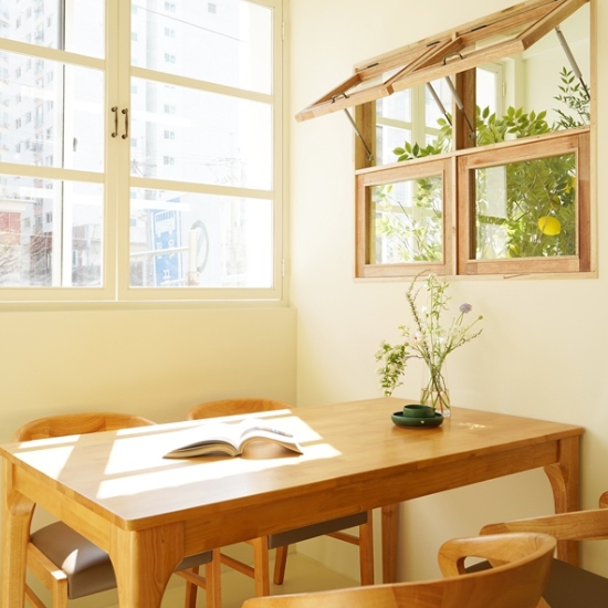 마루이 세이지 내추럴 원목 식탁 1400 (의자4개)_이미지