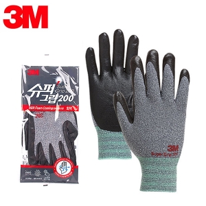 3M 쓰리엠 슈퍼그립200 NBR폼 코팅장갑 회색 M 1켤레_이미지