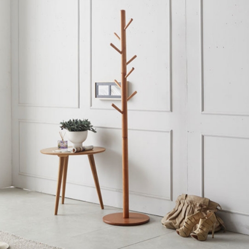 하이목스 원목 원형받침 스탠드 옷걸이 (39cm)_이미지