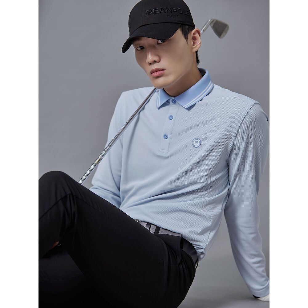 삼성물산 빈폴 남성 잔조직 피케 긴팔 티셔츠 스카이 블루 BJ5141B03Q 442480_이미지