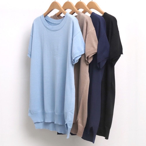 빅사이즈사랑해요 빅사이즈사랑해요 5058L204 라운드 반팔 니트 EB_이미지