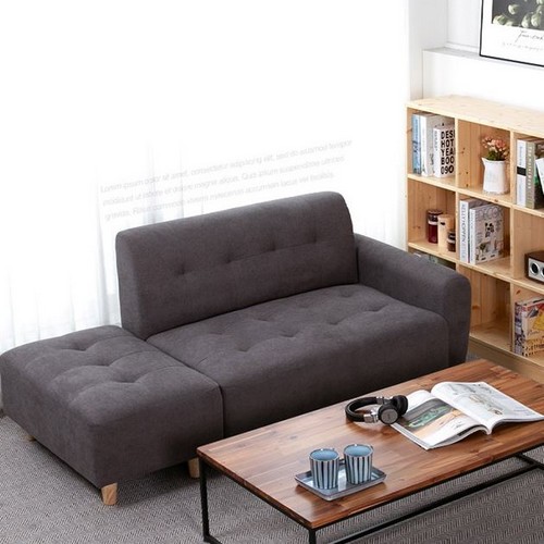 에보니아 뮤즈 패브릭 소파 2인용 (스툴포함)_이미지