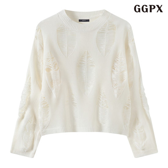  GGPX 여성 빈티지 썸머 데미지 긴팔 니트 GQBKT041D