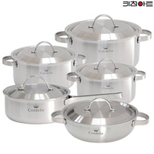 키친아트 코델리아 통5중 IH 스텐냄비 5종 C (편수18+양수20,24+전골24+곰솥28)
