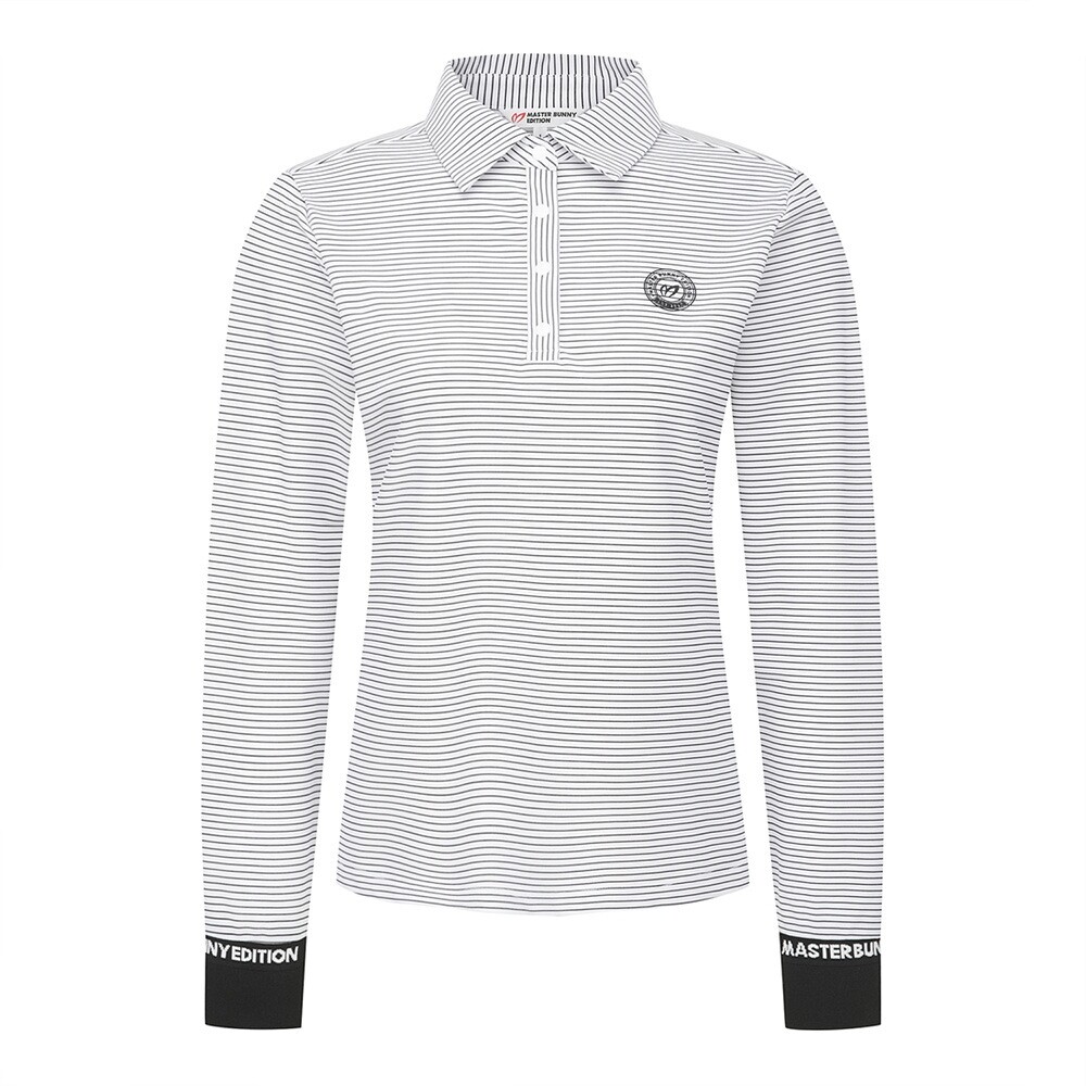 마스터바니에디션 스트라이프 하프버튼 긴팔티셔츠 421F1TO206_WH