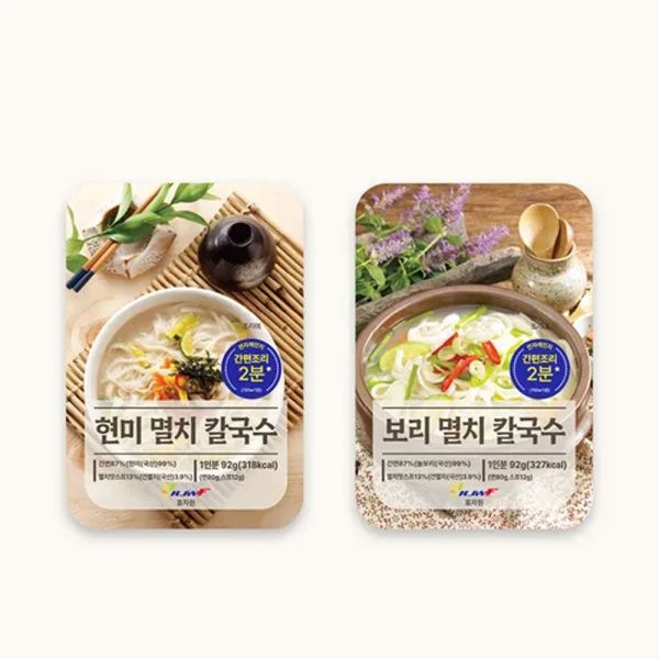 효자원식품 현미 멸치 칼국수 92g 9개 + 보리 멸치 칼국수 92g 8개_이미지
