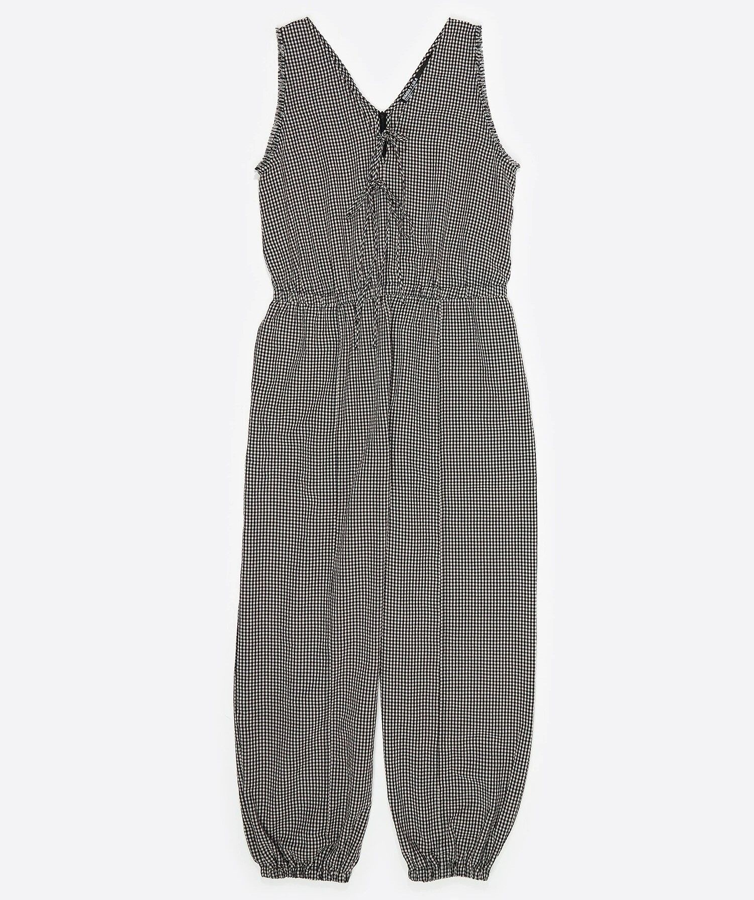 빔바이롤라 리본 프레이드 디테일 체크 점프수트 B265AWO019