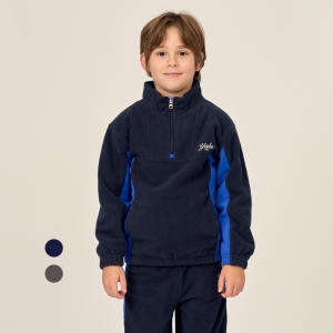 아동용 폴라플리스 아노락 우븐 배색 상하 바지 세트 YJCTSUD43181 120호 네이비
