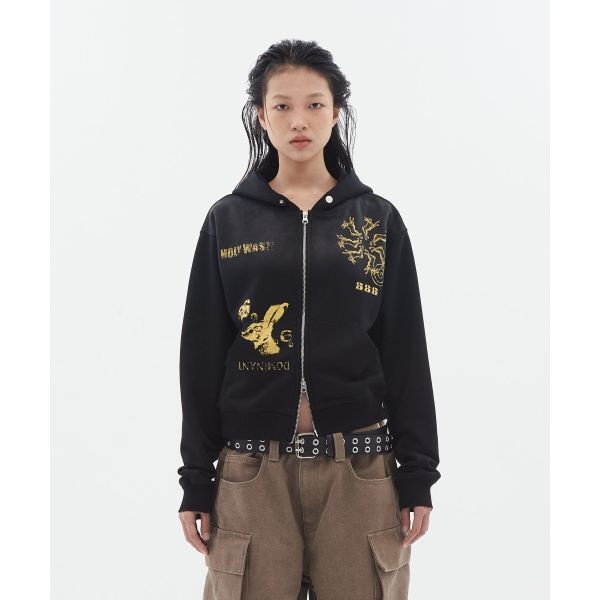 도미넌트 666 HARE 후디 집업 블랙 1950129