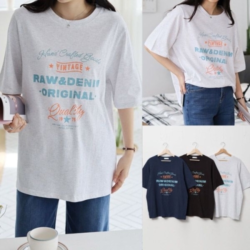 아이우먼 위쉬몰 SM 빈티지라우나염면반팔티 U379H505 빅사이즈_이미지