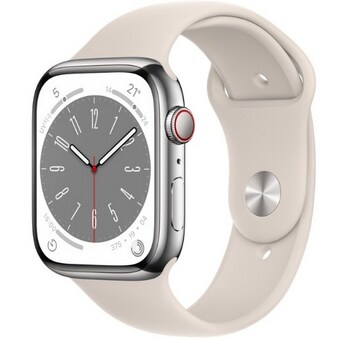 APPLE <b>워치</b> 시리즈<b>8</b> 45mm Cellular 실버 스테인리스 스틸