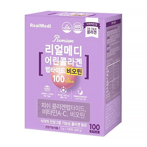 한미양행 리얼메디 리얼메디 어린콜라겐 펩타이드 비오틴 3g 100포 (1개)