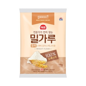 해표 밀가루 중력 3kg 1개/칼국수 수제비 만두 부침이미지입니다. 누르면 해당 게시물로 새창이동합니다.
