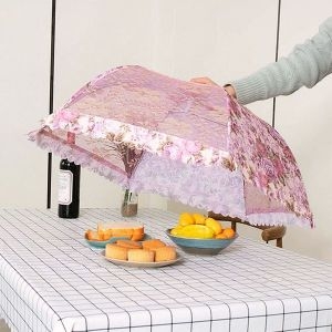 제이큐 플라워 밥상보퍼플 원터치 우산형식탁덮개_이미지