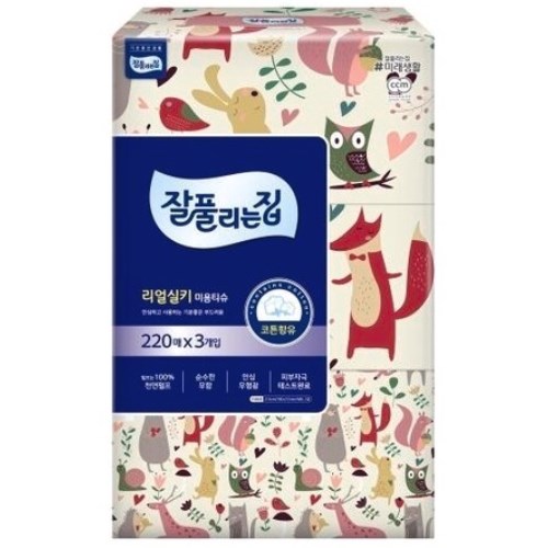 잘풀리는집 스퀘어 미용티슈 220매 (3입) (2팩(6입))_이미지