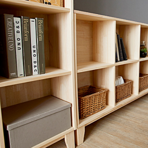 우아미가구 모노 스토리 2단 원목 책장 (138cm)_이미지