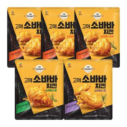 CJ제일제당 고메 소바바치킨 소이허니 순살 375g x 3개 + 소이허니 윙 300g x 1개 + 소이허니 봉 300g x 1개 (1개)_이미지