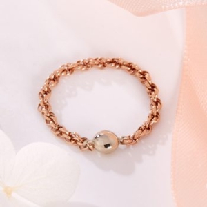 비앤비골드 14K 서클 콤비 이중 비엘 체인 반지 SRS41585