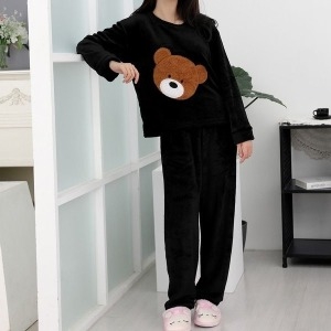 추운 겨울철 따스한 여성 수면 잠옷 빅베어 블랙 W9A0902