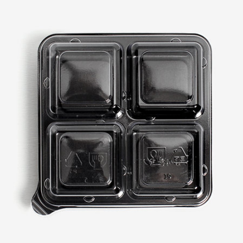 정사각 4칸 반찬용기 배달용기 (100개)_이미지