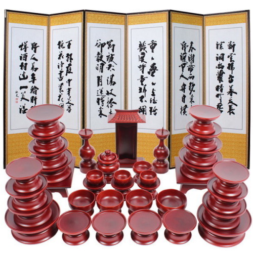 늘해랑 남원공방 남원 제기세트 37P (글씨[복자]없는 민자제기 - 오리목) (+병풍)