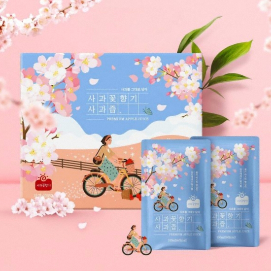 아침햇살영농조합법인 사과꽃향기 사과즙 벚꽃에디션 100ml 30포 (1개)_이미지