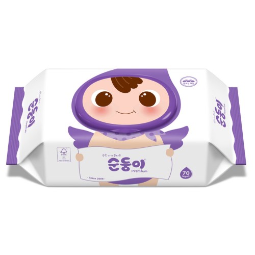 순둥이 프리미엄 엠보싱 물티슈 캡형 70매 (10팩)_이미지