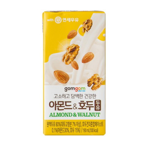 쿠팡 곰곰 고소하고 담백한 건강한 아몬드&호두 두유 190ml (24개)