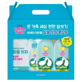 <b>온</b><b>더</b><b>바디</b> 코튼풋 <b>발</b><b>을</b><b>씻자</b> 풋샴푸 레몬민트향 385ml 2개 + 리필 500ml 1개