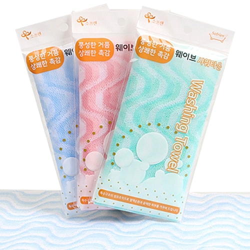 웨이브 샤워타올 때수건 롱샤워타월 목욕타올 때타올 등밀이타올 웨이브 샤워타올 때